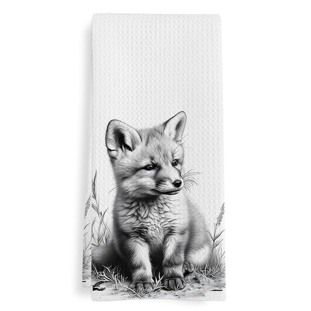 GWFSJYU Fox Gifts Kitchen Towels, Fox Gifts for Women Men Teen, Rustic Foxes Dish Tea Towel for Kitchen, Foxes Hunting Decorative Hand Towels for Bathroom Decor, 16x24 Inch