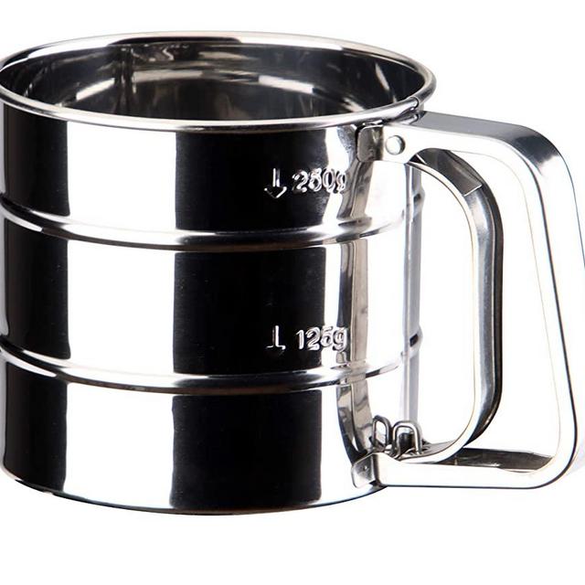 ChefGiant 2.5 Cup Sifter, Semi Automatic Baking Sieve, Stainless Steel, Fine Mesh Sieve Flour Duster
