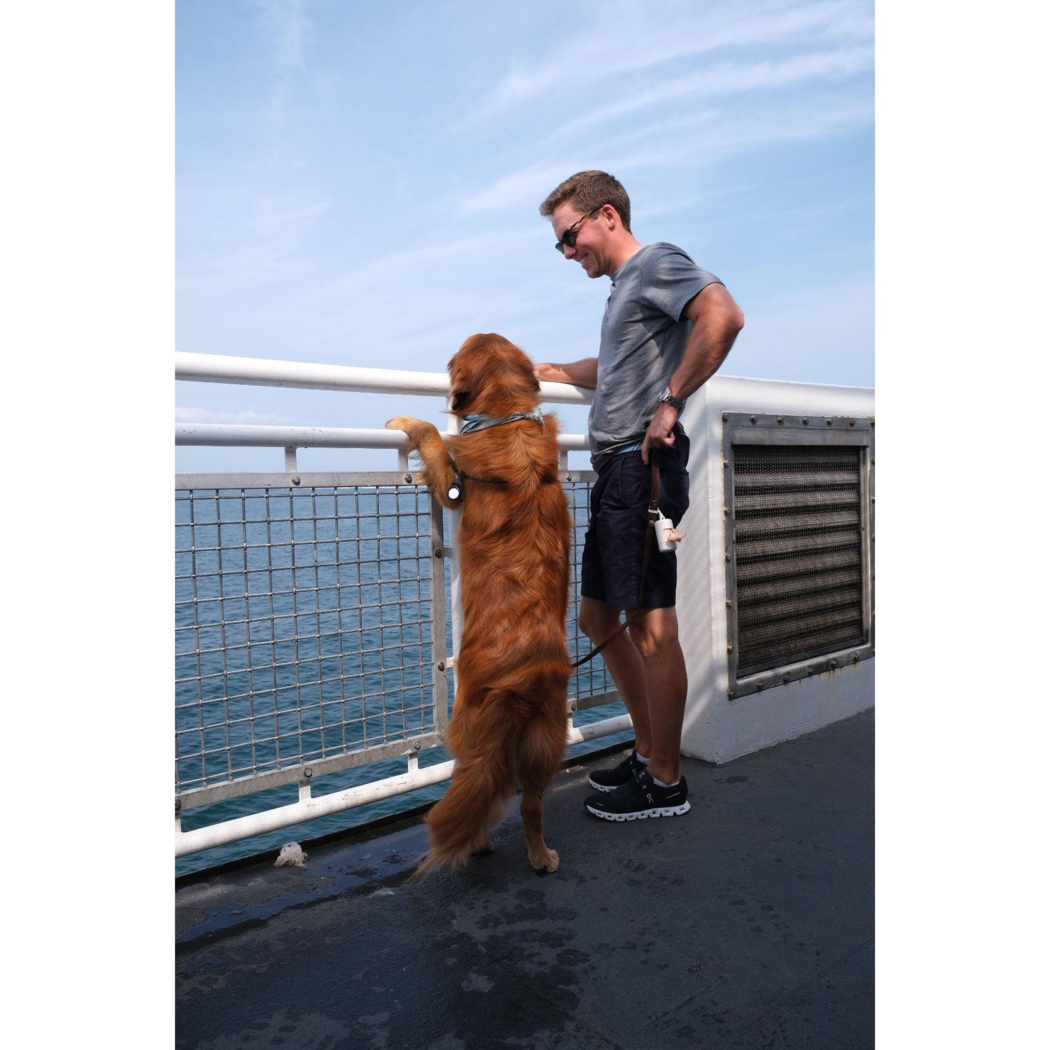 Zach and Jax on the ferry ride over