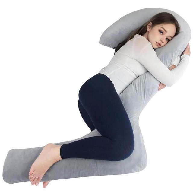 SAHEYER Body Pillow for Side Sleepers, 68 Inch Swan Body Pillow Memory Foam Body Pillow with Cover, 3-Shaped Long Body Pillow Support Pregnancy - for Back, Hips, Legs, Belly for Adults (Grey)