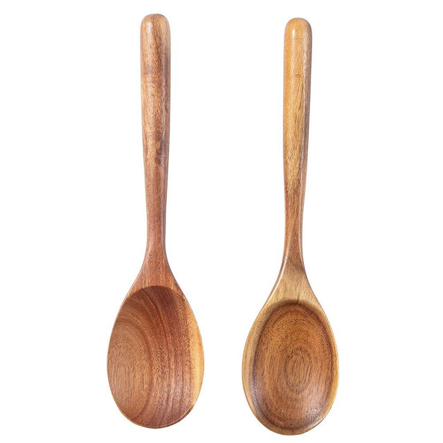 NLHL Wooden Spoons for Cooking - Large Wooden Cooking Spoon 2 PCS, Heat Resistant Wooden Kitchen Utensil Set for Nonstick Cookware Serving Spoons,Stirring Food, Mixing Salad, Kitchen Gifts