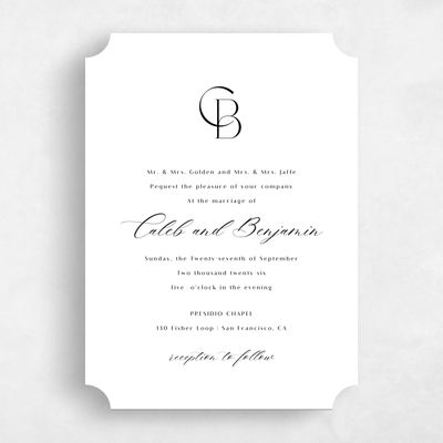 White Ticket Wedding Invitation - Kenai Portrait