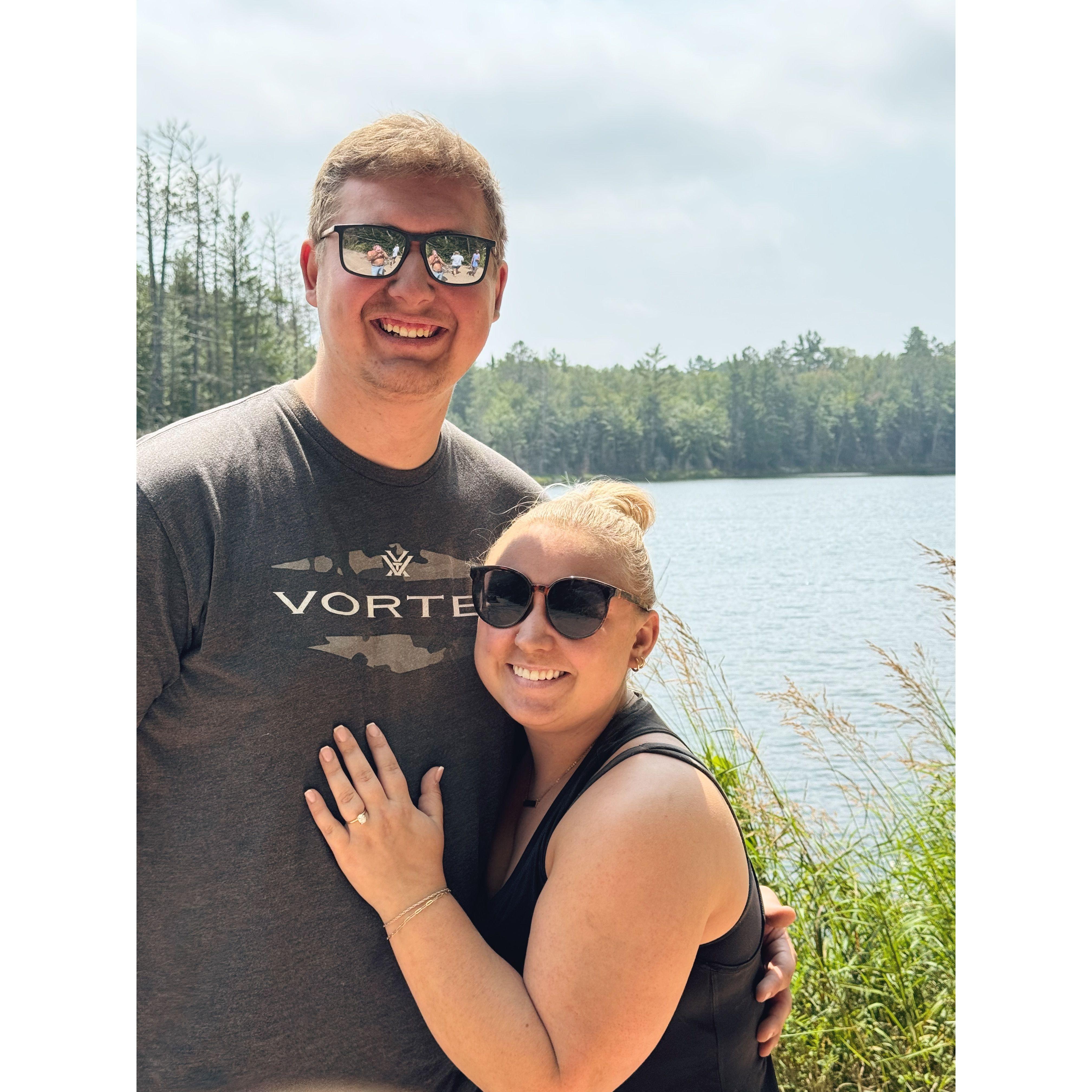 In one of our favorite places (Wisconsin), with my parents by our sides, Carter asked me to marry him after 7 years together! ♡