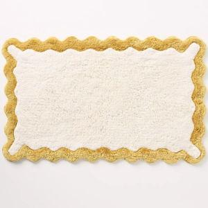 ANTHROPOLOGIE | Maeve Scalloped Cotton Bath Mat, Small (Ochre)