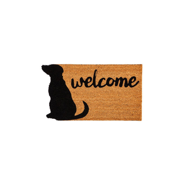 Evergreen Dog Welcome Shaped Indoor Outdoor Natural Coir Doormat 1'4"x2'4" Brown