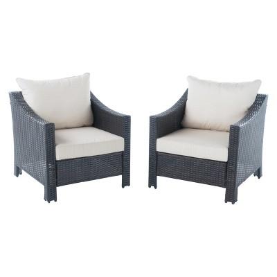 Antibes Set of 2 Wicker Club Chair with Cushions - Christopher Knight Home