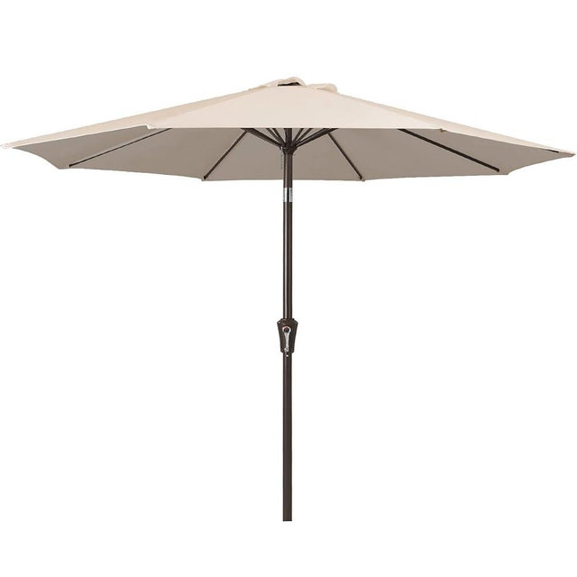 JEAREY 9FT Outdoor Patio Umbrella Market Umbrella with Push Button Tilt and Crank, Outdoor Table Umbrellas 8 Sturdy Ribs UV Protection Waterproof for Garden, Deck, Backyard, Pool (Cream Beige)