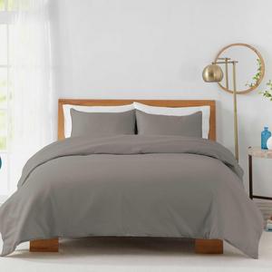 450-Thread-Count Cotton Sateen King Cover Set in Grey