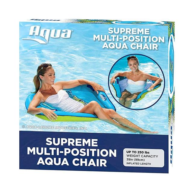 Aqua Supreme Hex Pool Chair Float – Multi-Position, Heavy Duty Floating Pool Chair Adult Size – Blue Fern