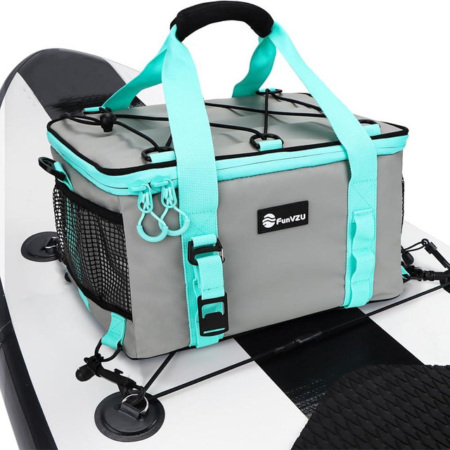 FunVZU Paddle Board Cooler, Waterproof SUP Cooler Bag with TPU Zipper, Durable PVC Material, 26L Capacity Fits 42 Cans, Paddle Board Accessories for Stand-Up Paddleboard, Beach, Camping, Kayaking