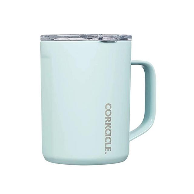 Corkcicle Triple Insulated Coffee Mug with Lid, Stainless Steel Camping Tumbler with Handle, Hot for 3+ Hours, BPA Free, Gloss Powder Blue, 16 oz