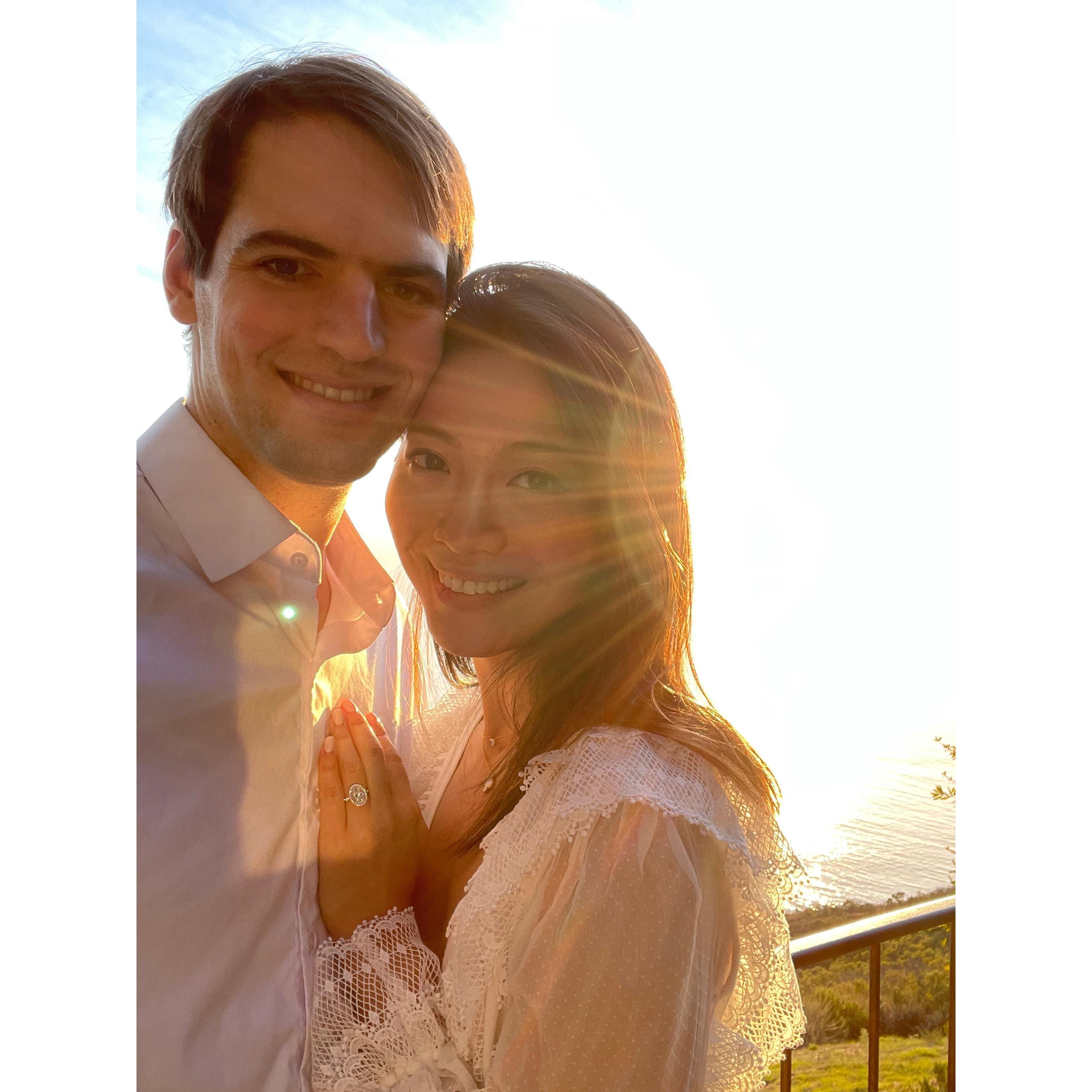The day we got engaged in Post Ranch Inn near Big Sur, California. The happiest day of our lives!