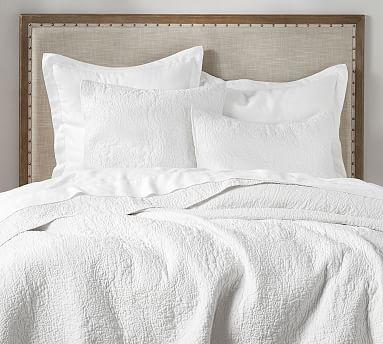 Belgian Flax Linen Floral Stitch Quilt - Natural