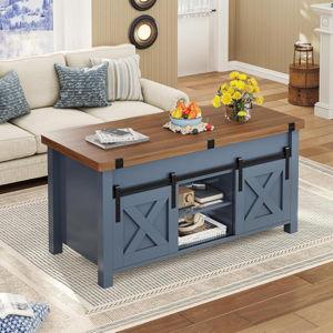 Lonan Coffee Table Farmhouse Coffee Table with Storage and Hidden Compartment - Brown/Blue is out of stock