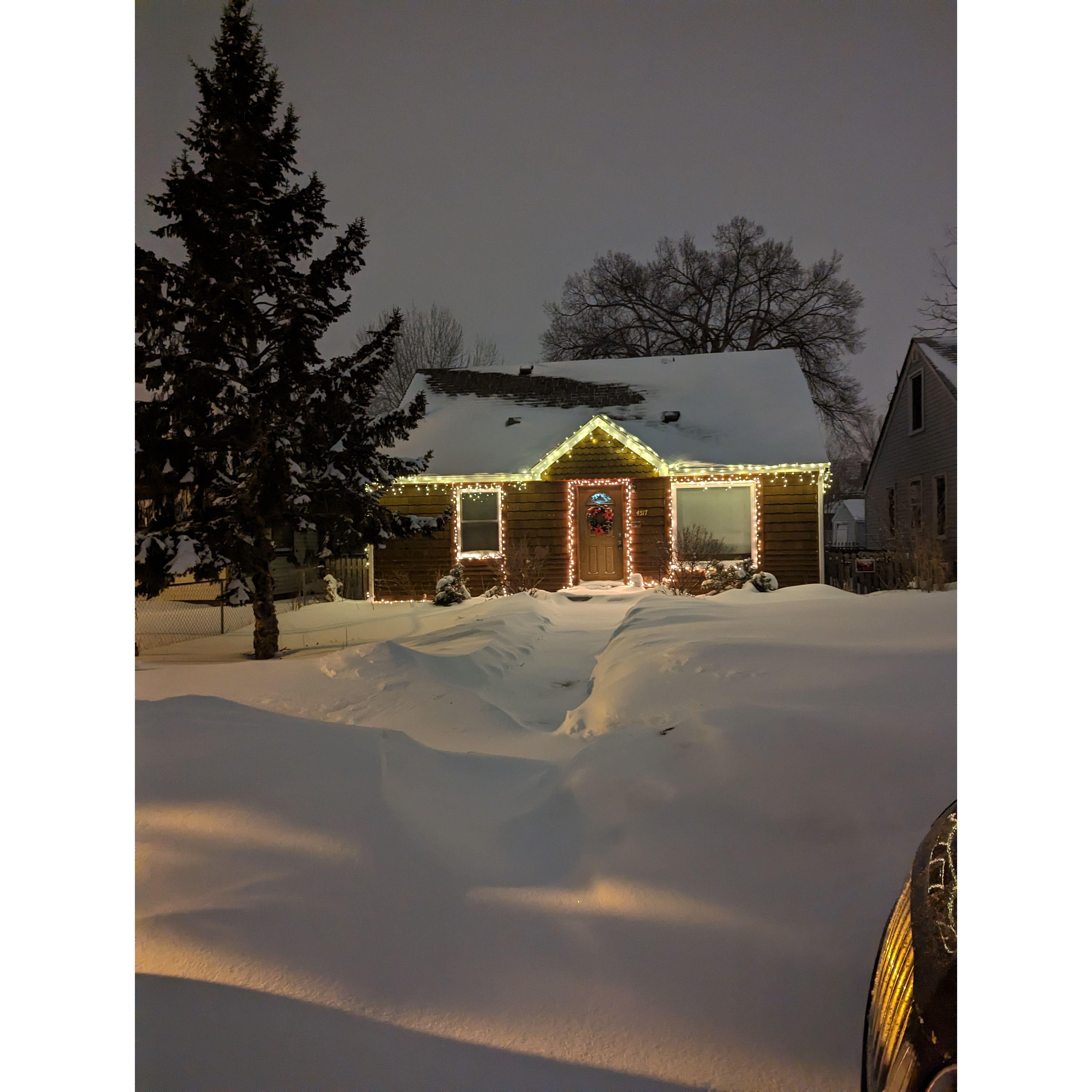 The house that the couple rented in Minneapolis the year before they bought their home in 2023. Tori affectionately refers to it as the gingerbread house.