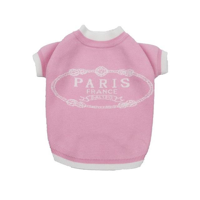 Everything Chic Designer Dog Clothes Sweater Shirt Outfit Small XS Teacup Cute Dogs Puppies French Bulldog Dachshund Chihuahua Cats Maltese Boy Girl (Medium, PinkParis)