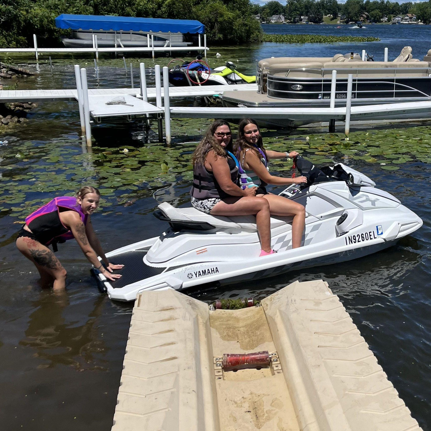 Sydney, Jennifer, and Jenna at the lake