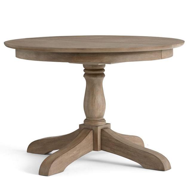 Owen Round Pedestal Extending Dining Table, Weathered Gray, 45" - 62" L