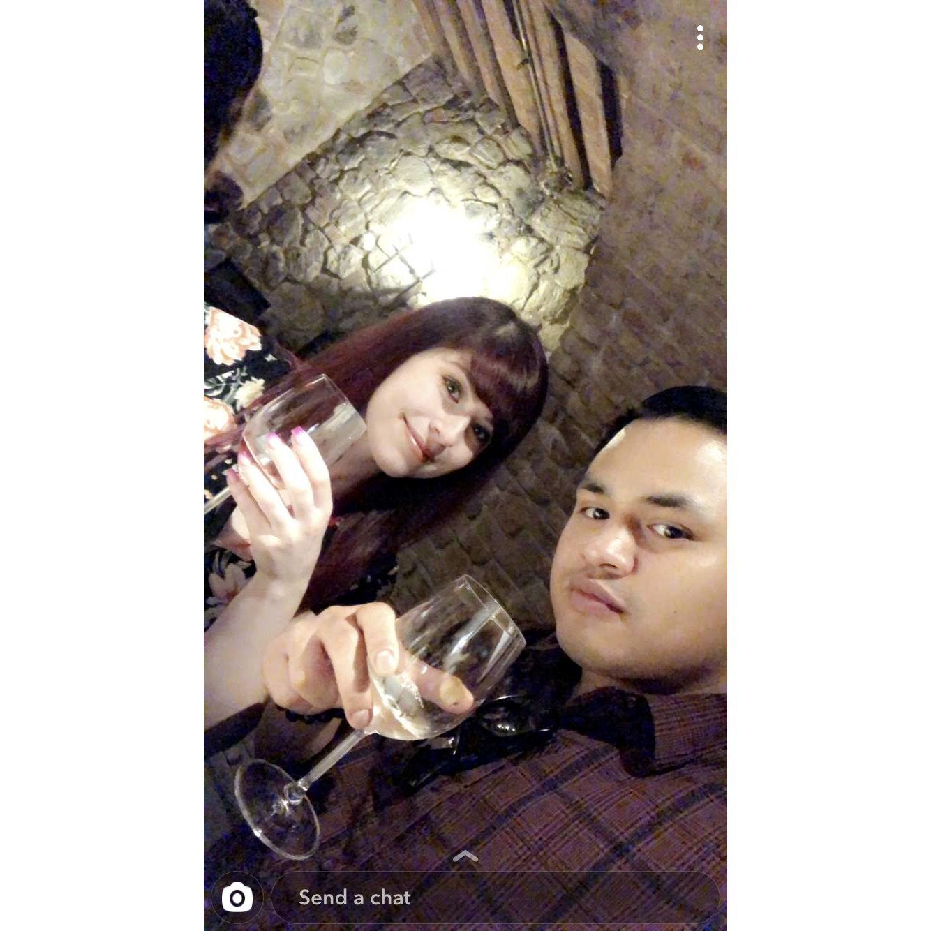 This is the very first picture I have of us on my phone! It's not that cute, so I chose the Tahoe picture for our invitations lol This is at Castello di Amarosa In Callistoga. Jan 2020 (pre coivd!)