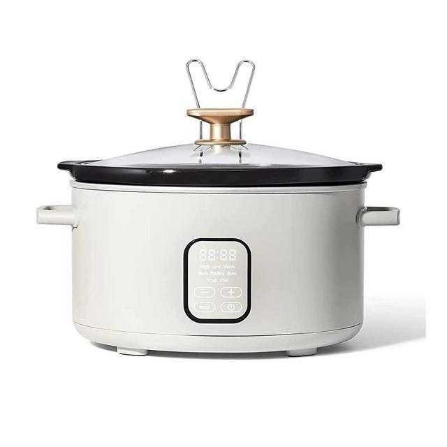 Touchscreen Slow Cooker, Kitchenware by Drew Barrymore 6QT Programmable Cooker with Touch-Activated Display, (White Icing)