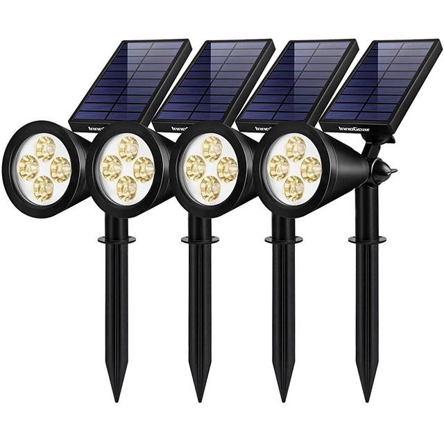 InnoGear Solar Lights Outdoor, Upgraded Waterproof Solar Powered Landscape Spotlights 2-in-1 Wall Light Decorative Lighting Auto On/Off for Pathway Garden Patio Yard Driveway Pool, Pack of 4 (Warm)
