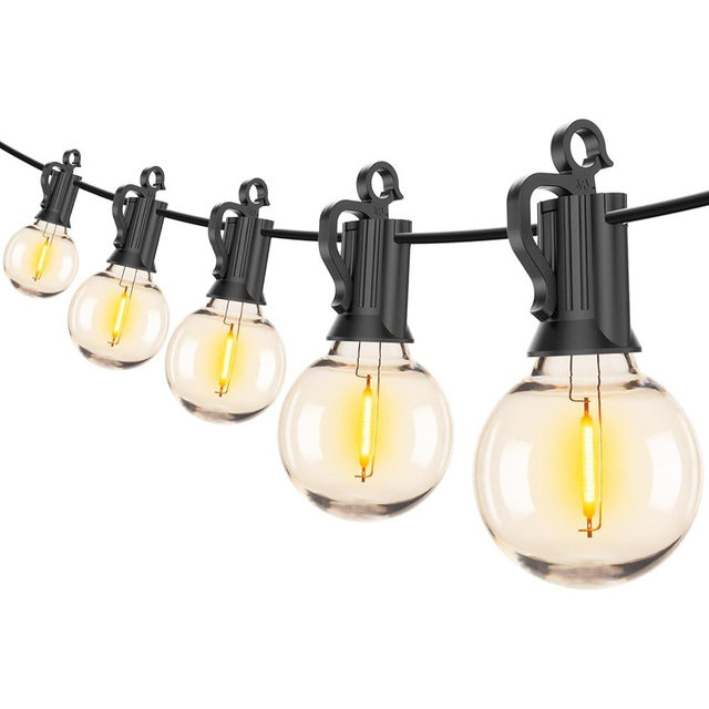 Brightown (2 Pack Outdoor String Lights - Globe Patio Lights 30 Ft with 30 G40 Shatterproof Bulbs, Waterproof Connectable Commercial Hanging Lights for Backyard Bistro Porch Cafe Deck