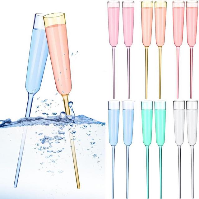SiliFine 12 Pcs Floating Wine Glass for Pool 6oz Acrylic Floating Champagne Glasses Stemware Party Drinking Goblet Cup Juice Beverage Cups Cocktail Glass for Wedding Birthday Summer Beach(Colorful)