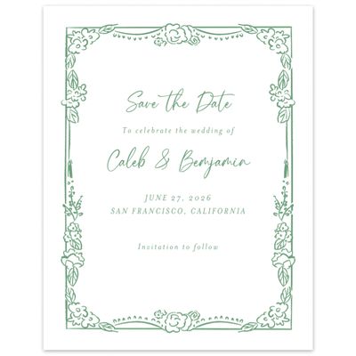 Green Wedding Digital Save the Date - Oia Portrait