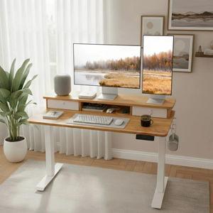 Height Adjustable Standing Desk - Light Rustic/White, 47.24" H x 47.24" W x 23.63" D
