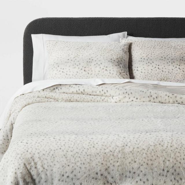 3pc King Luxe Faux Fur Comforter and Sham Set Snow Leopard - Threshold™