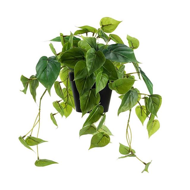 LuckyGreenery Artificial Scindapsus Aureus, Realistic Fake Plant with Plastic Pot for Home Office Garden Decoration (9in (H) x 8in (W))