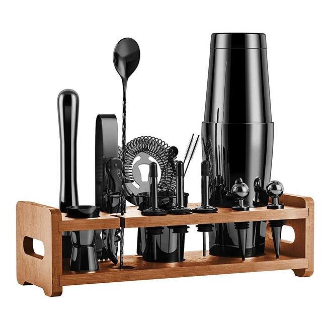 SOING 24-Piece Mixology Bartender Kit with Stand,Perfect Home Bar Kit Cocktail Shaker Set for Drink Mixing,Stainless Steel Bar Tools,All Accessories Included