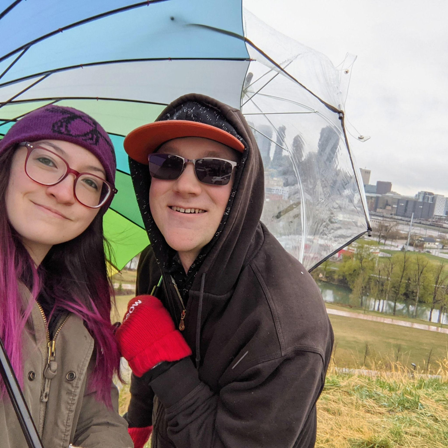 Walking along Scotsman hill in Calgary in the Rain