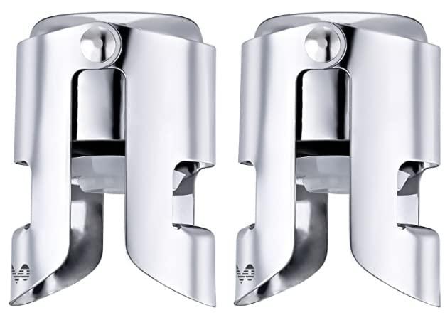 OWO Champagne Stopper with Stainless Steel, Professional Bottle Sealer for Champagne, Cava, Prosecco Sparkling Wine, Champagne Saver Plug, Compact Champagne Bottle Plug Set of 2