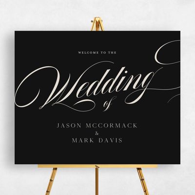 Black Wedding Sign - Marquis Landscape