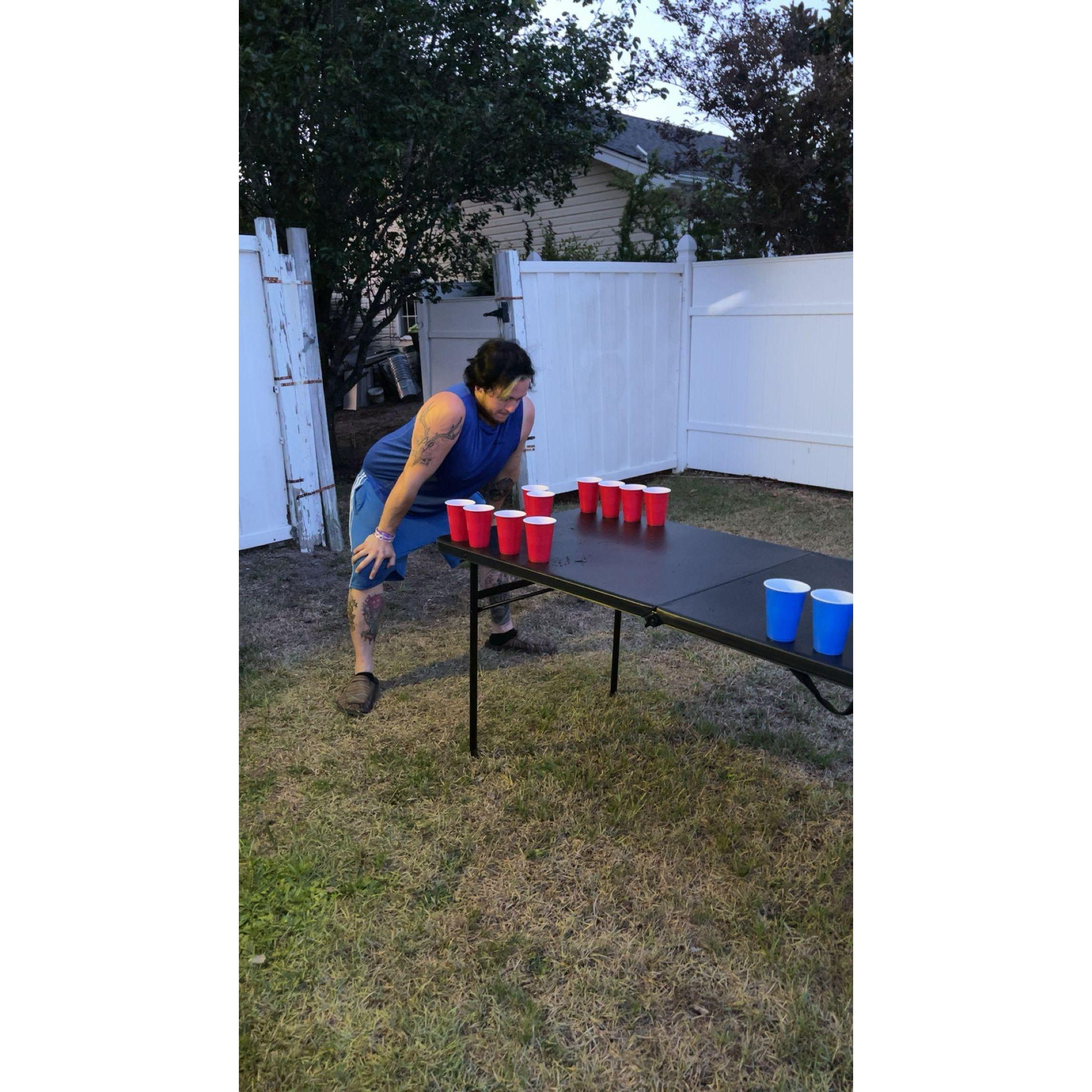 First time playing beer pong