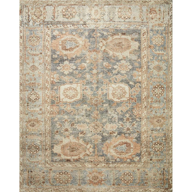 Loloi II Margot Collection MAT-03 Ocean / Spice 2'-6" x 11'-6", .38" Thick, Runner Rug, feat.CloudPile, Soft, Durable, Printed, Medallion, Low Pile, Non-Shedding, Easy Clean, Living Room Rug