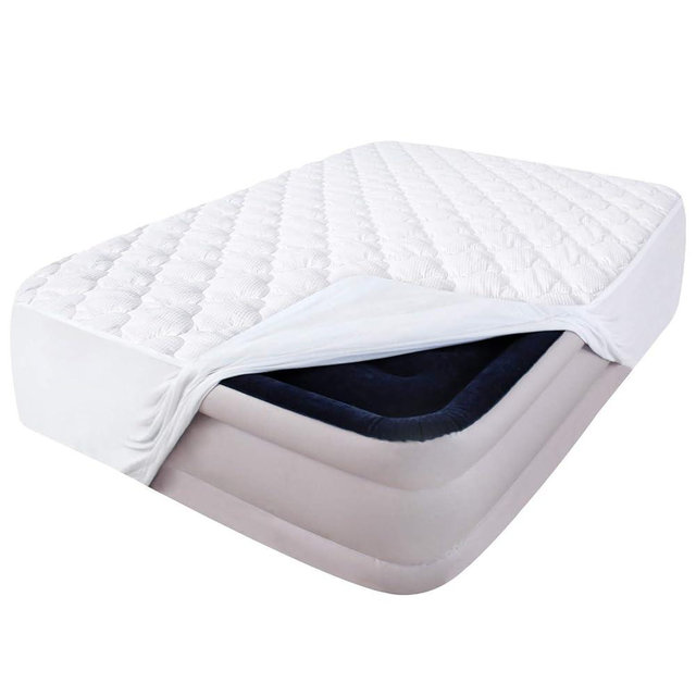 Queen Air Mattress Pad Cover Thick Quilted Inflatable Matresss Topper, Super Soft Breathable and Noiseless Down Alternative Fiber Mattress Pad Fits Up to 16 Inch Mattress