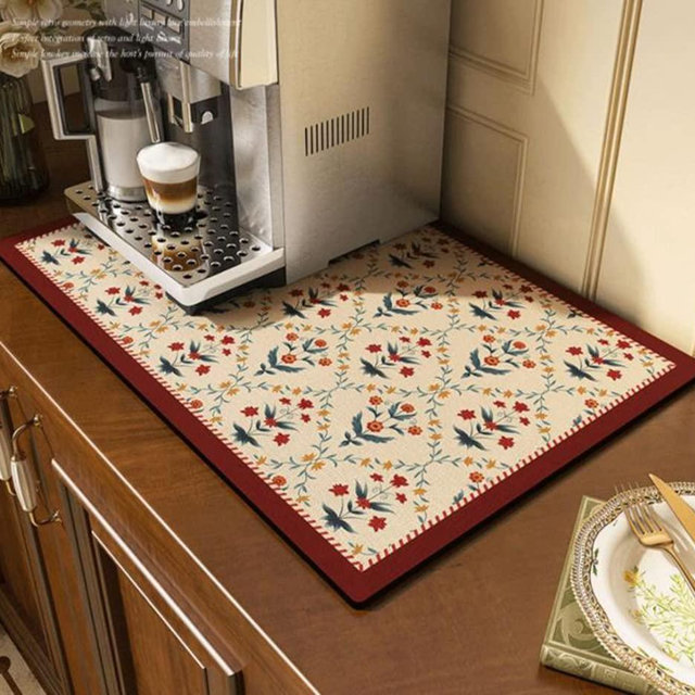 Cciphy Cute Coffee Maker Mat for Countertops, Coffee Mat Coffee Bar Accessories, Colorful Dish Drying Mat for Kitchen, Absorbent Quick Drying Mat, 12 X16 inch (C-16X20inch)