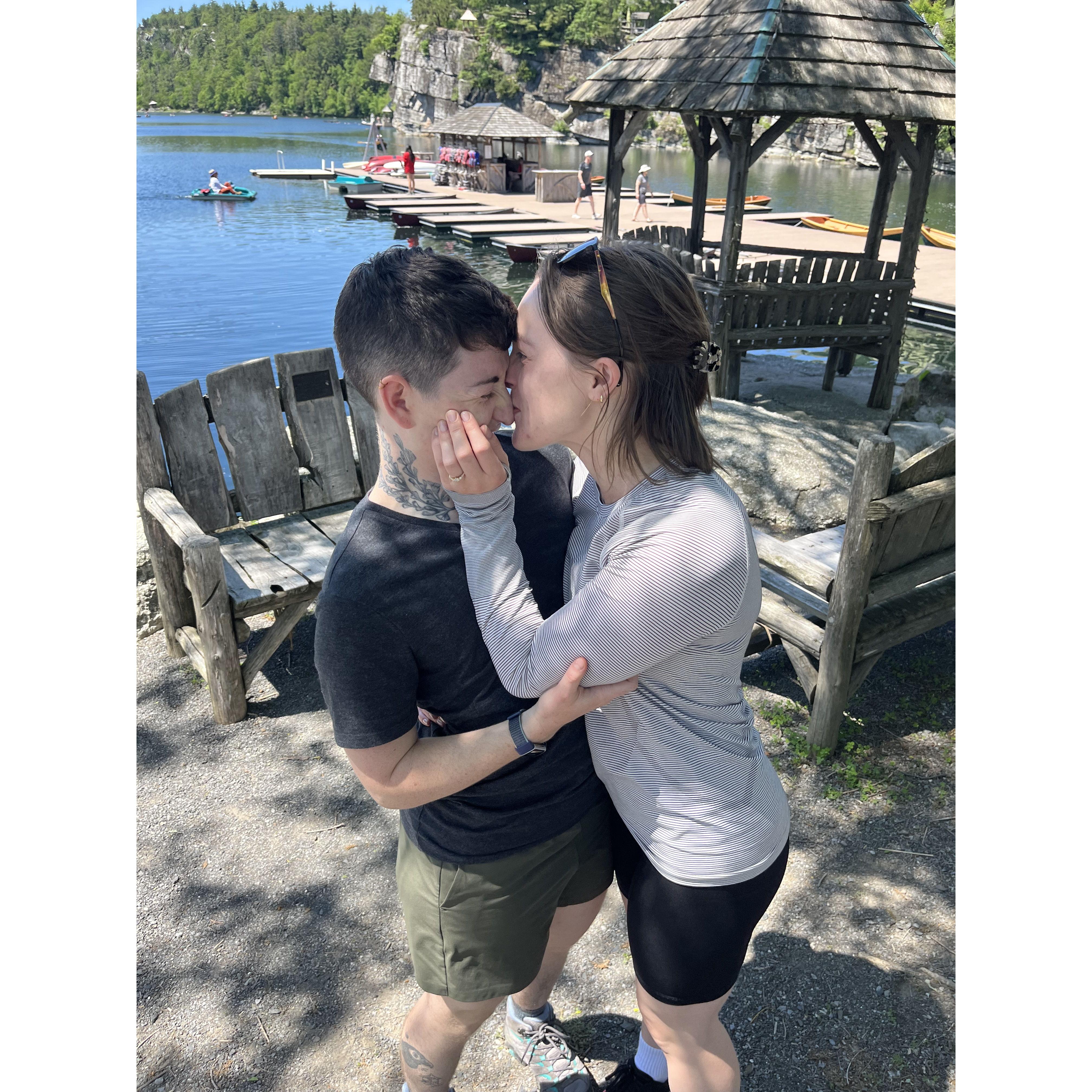 Minutes after we got engaged at Mohonk Mountain House