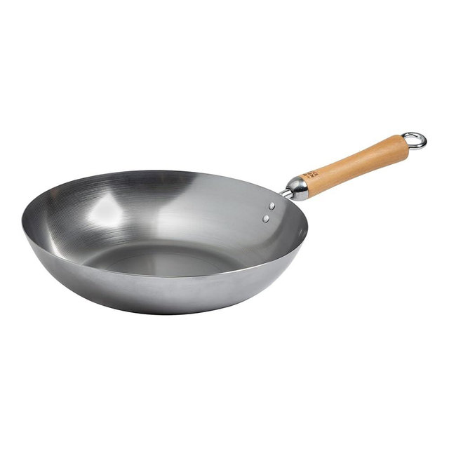 JOYCE CHEN Classic Series 12-Inch Carbon Steel Stir Fry Pan with Birch Handle