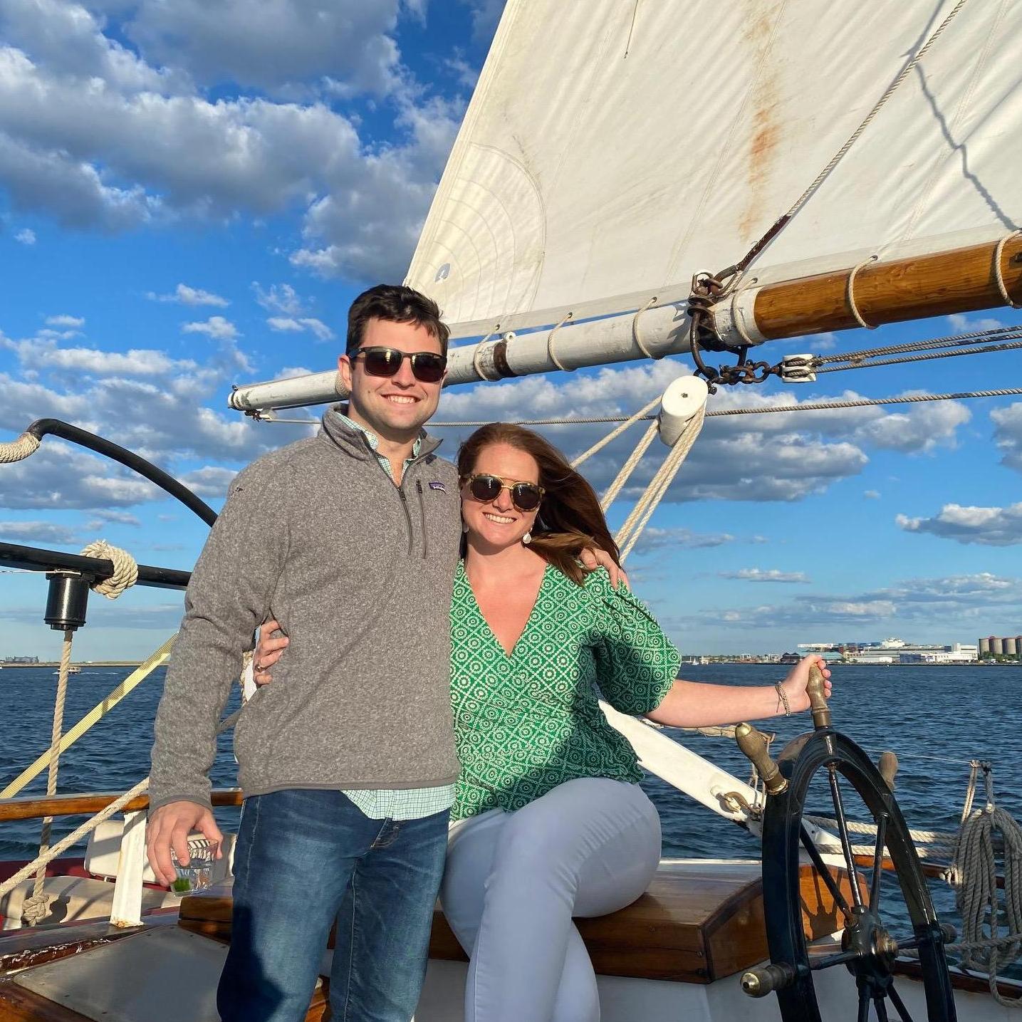One year anniversary on a sunset cruise through Boston Harbor!