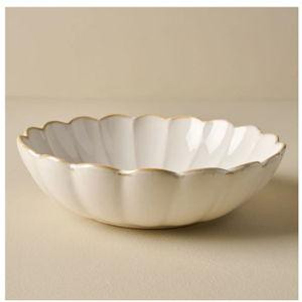 Cream Scalloped Serving Bowl