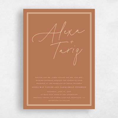 Tuscany, Orange Wedding Invitation - Micah Portrait