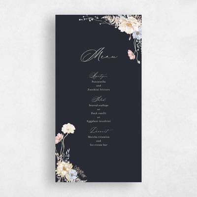 Ebony, Black Wedding Menu - Almada