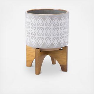 Planter With Wooden Base