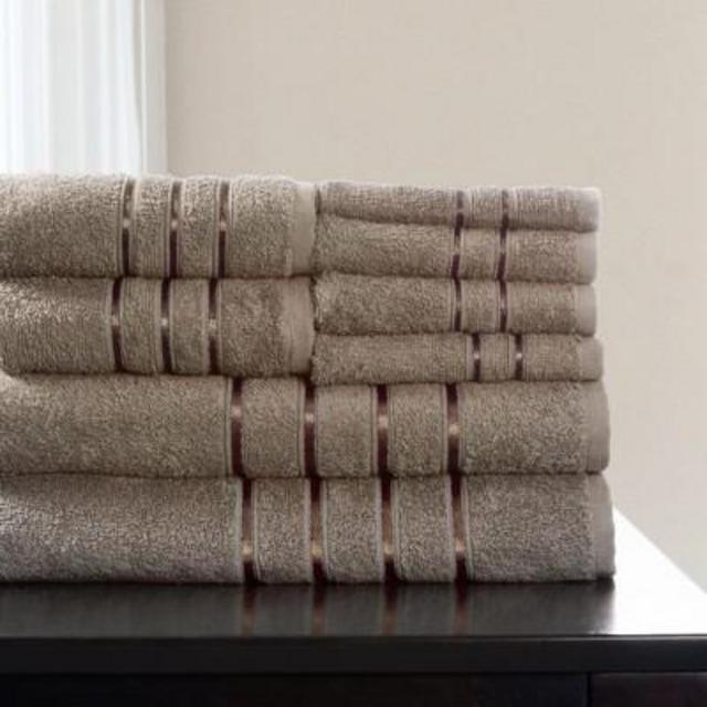 8pc Plush Cotton Bath Towels Sets Taupe Brown - Yorkshire Home