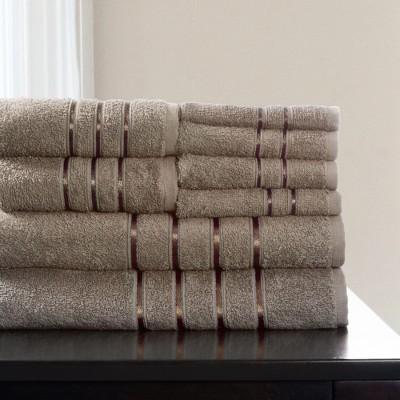 8pc Plush Cotton Bath Towels Sets Taupe Brown - Yorkshire Home