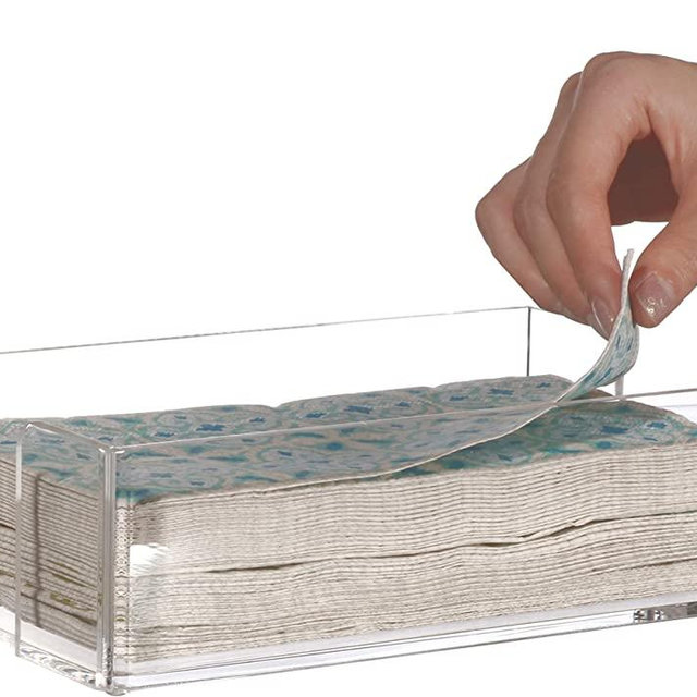Cq acrylic Clear Napkin holders for kitchen,Guest Towel Basket,PaperTowel Holder in Clear,Cocktail and Guest Napkin Holder for Bathroom Kitchen Dining Table Party Hotel Restaurant décor,9"x 5.5"
