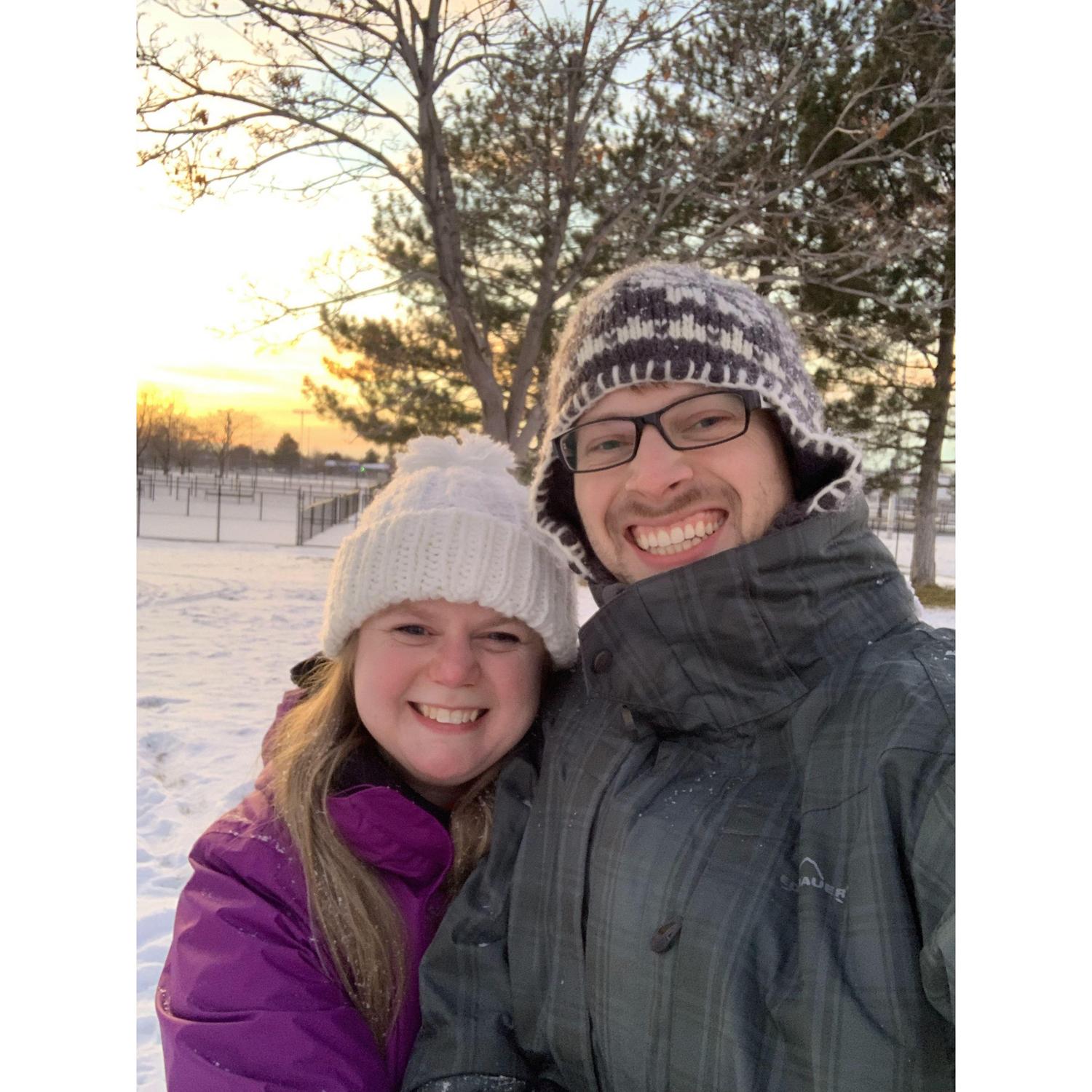 We lived near a park and went there several times in the winter.
